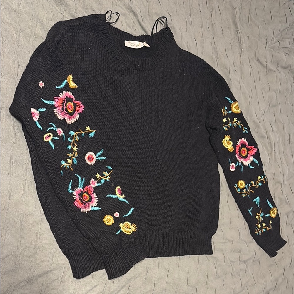 Embroidered Black Sweater